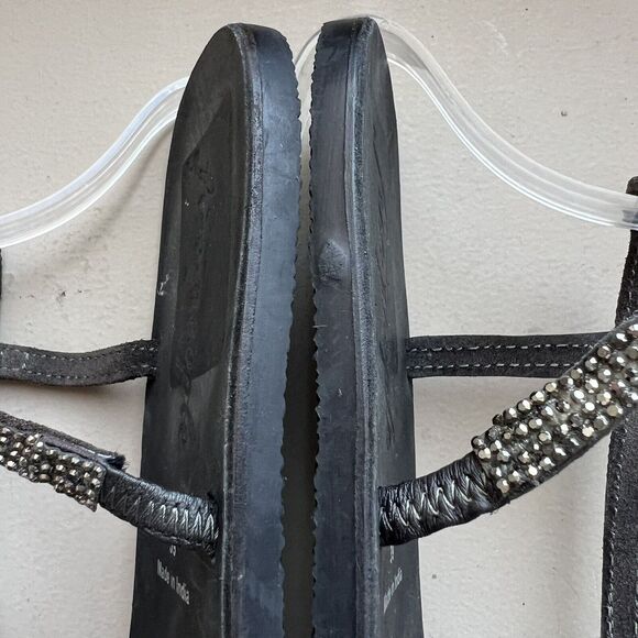 Free People Crystal Cove Black Leather Flat Sandal Rhinestone EU 39 US 8.5 - 9 - Picture 5 of 16